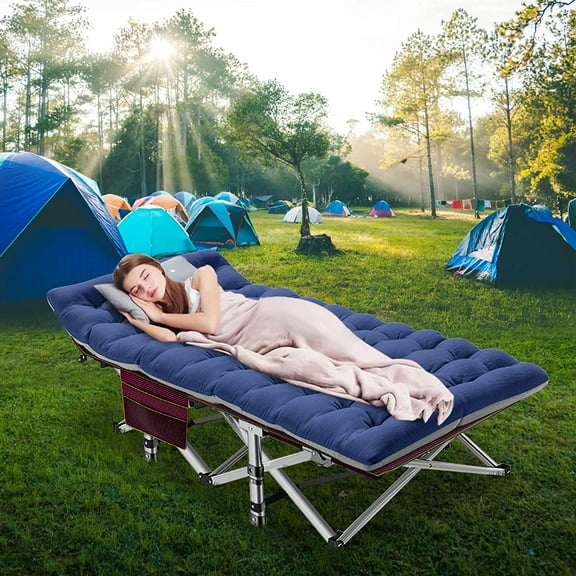 Slsy Folding Camping Cot with 2 Sided Mattress & Carry Bag, Portable Folding Cots for Adults, Heavy Duty Sleeping Cot Bed