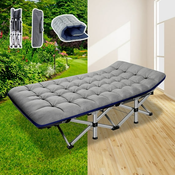 Slsy Folding Camping Cot with 2 Sided Mattress for Adults 880lbs, 75"x28" Heavy Duty Wide Sleeping Cots with Carry Bag Travel Tent Cot