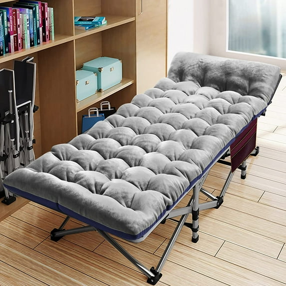 Slsy Folding Camping Cot with Thicker Mattress for Adults, 75"L x 26"W Heavy Duty Sleeping Cot Bed, Portable Guest Bed Cots with Carry Bag