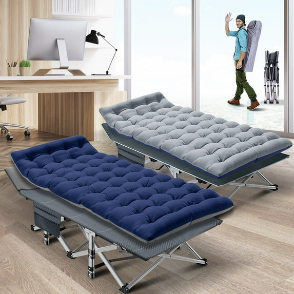 Slsy Folding Camping Cots for Adults 880lbs, 2 Pack 28" Extra Wide Sturdy Sleeping Cot with 3.3 Inch 2 Sided Mattress & Carry Bag, Folding Rollaway Guest Bed
