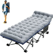 Slsy Folding Camping Cot, 880 lbs Capacity, Extra Wide Portable Cot with Mattress & Carry Bag for Camping