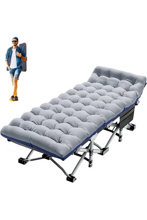 Folding Camping Cot, 880 lbs Capacity, Extra Wide Portable Cot with Mattress & Carry Bag for Camping