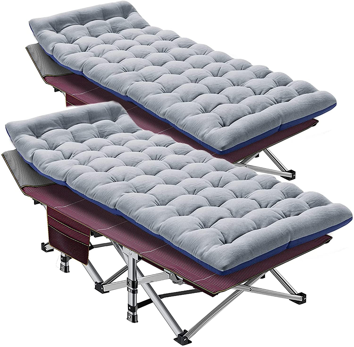 Slsy Folding Camping Cots for Adults 880lbs, 2 Pack 28" Extra Wide Sturdy Portable Sleeping Cot, Folding Cot with Comfortable Mattress & Carry Bag