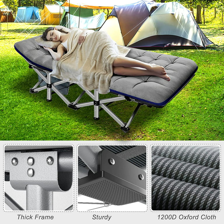 BOZTIY Camping Cot, Portable Folding Cots for Adults, Heavy Duty Outdoor  Sleeping Cot Bed with Carry Bag K16ZDC-29BGRY@L - The Home Depot