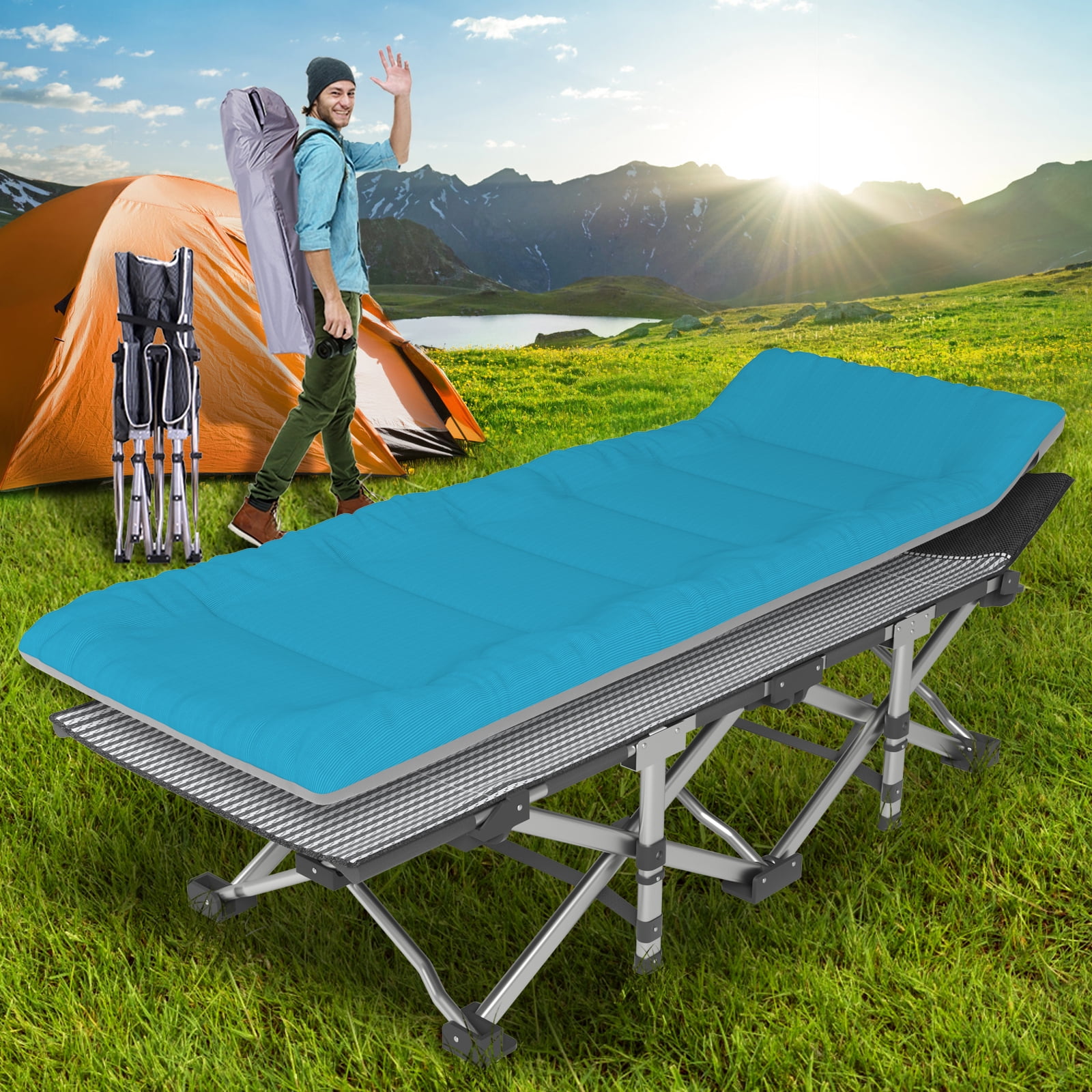 Foam Sleep Pad- 0.50” Thick Camping Mat for Cots, Tents, Hiking &  Sleepovers- Non-Slip, Lightweight, Waterproof & Carry Handle by Wakeman  Outdoors 