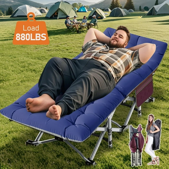 Slsy Folding Camping Cots with 3.3 Inch 2 Sided Mattress, 75"* 28" Folding Bed Cot with Carry Bag, Folding Sleeping Cot Guest Bed