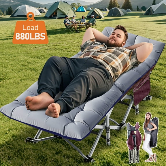 Slsy Folding Camping Cots with 3.3 Inch 2 Sided Mattress, 75"* 28" Folding Bed Cot with Carry Bag, Folding Sleeping Cot Guest Bed