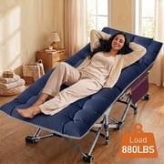 Slsy Folding Camping Cots with 3.3 Inch 2 Sided Mattress,75"* 28" Folding Bed Cot with Carry Bag,Folding Sleeping Cot Guest Bed
