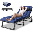 thumbnail image 1 of Slsy Folding Camping Cots with 3.3 Inch 2 Sided Mattress & Pillow, 5-Reclining Position Lounge Chair, 75.2"* 26.8" Folding Bed Cot, 1 of 13