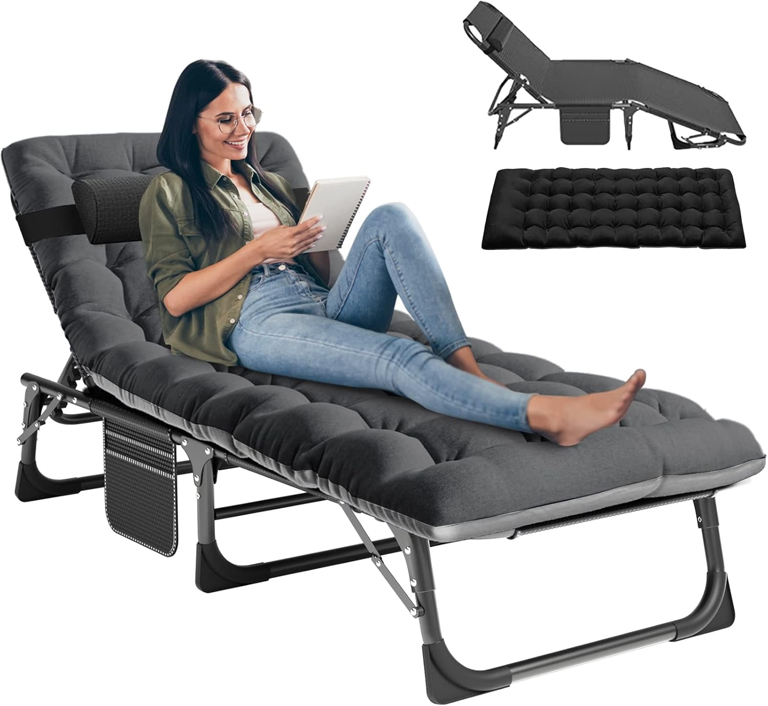 #WEJOY 5-Position Heavy Duty Folding Lay Flat Low Beach Chair Outdoor Lightweight Portable Camping Foldable Chairs Backpack Hiking Chairs 並行輸入 WEJOY Folding Tanning Chair with Canopy Shade, Martinique | Ubuy