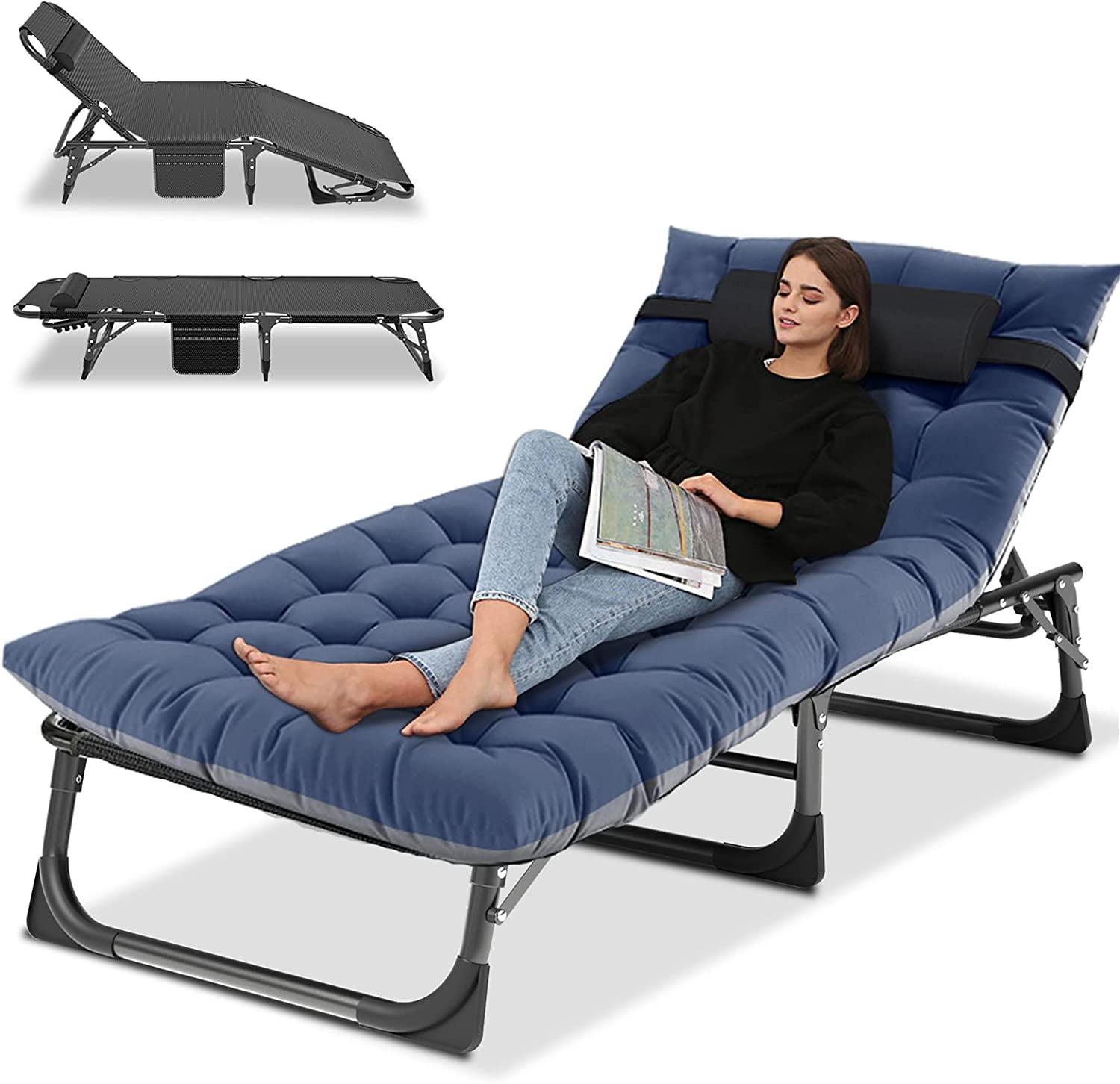 Slsy Folding Chaise Lounge Chair 5Position, Folding Cot, Heavy Duty