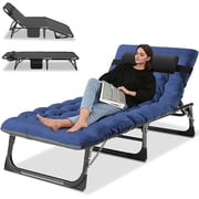 Slsy Folding Lounge Chair, 5-Position Adjustable Outdoor Reclining Chair, Folding Sleeping Bed Cot, Folding Chaise Lounge Chair for Pool Beach Patio Sunbathing