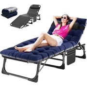 Slsy Folding Lounge Chair, 5-Position Adjustable Outdoor Reclining Chair, Folding Sleeping Bed Cot, Folding Chaise Lounge Chair for Pool Beach Patio Sunbathing