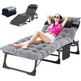 thumbnail image 1 of Slsy Folding Lounge Chair, 5-Position Adjustable Outdoor Reclining Chair, Folding Sleeping Bed Cot, Folding Chaise Lounge Chair for Pool Beach Patio Sunbathing, 1 of 11