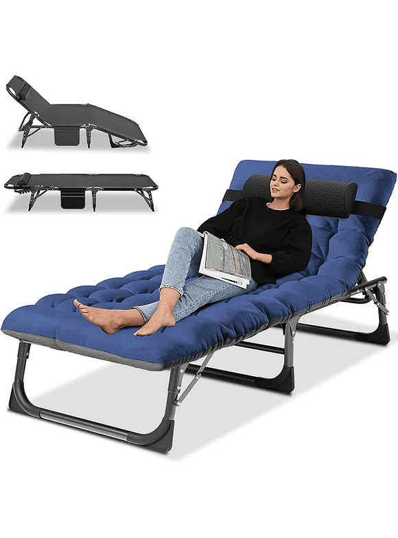 Slsy Folding Lounge Chair, 5-Position Adjustable Outdoor Reclining Chair, Folding Sleeping Bed Cot, Folding Chaise Lounge Chair for Pool Beach Patio Sunbathing