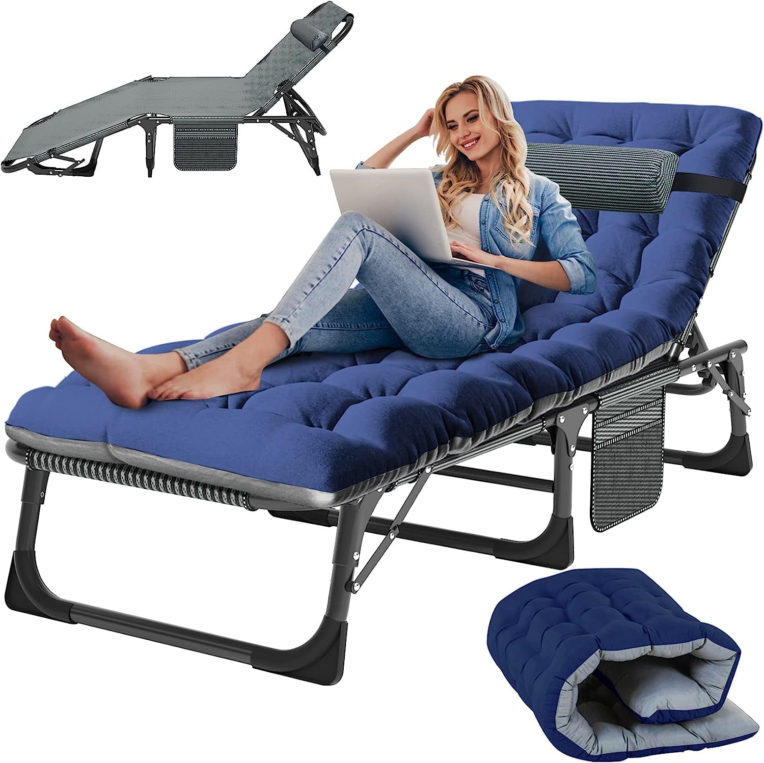 Slsy Folding Lounge Chairs Outdoor, Adjustable Sleeping Cot Chair ...