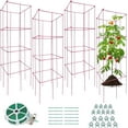 thumbnail image 1 of Slsy 40” PVC-Coated Steel Square Tomato Plant Cage with 3-Tier Trellis (4 Count), 1 of 9