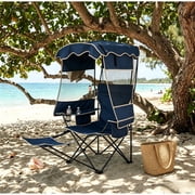 Slsy Camping Chair with Canopy&Footrest,Folding Camping Canopy Chair with Cooler Bag and Cup Holder,Outddor Portable Ergonomic Beach Chair for Adults Camping,Tailgates,Fishing