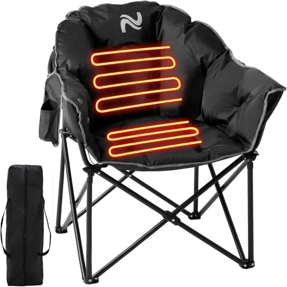 Slsy Heated Camping Chair Oversized, XL Heated Chair Outdoor Sports, 3 Heating Levels Adjustable Camping Chairs for Adults with Storage Bag, Folding Outdoor Chair