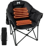 Slsy Heated Camping Chair Oversized with Pillow, XL Heated Chair Outdoor Sports, 3 Heating Levels Adjustable Camping Chairs for Adults with Storage Bag, Folding Outdoor Chair