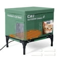Slsy Heated Cat House with TwoSided Escape Door, Weatherproof