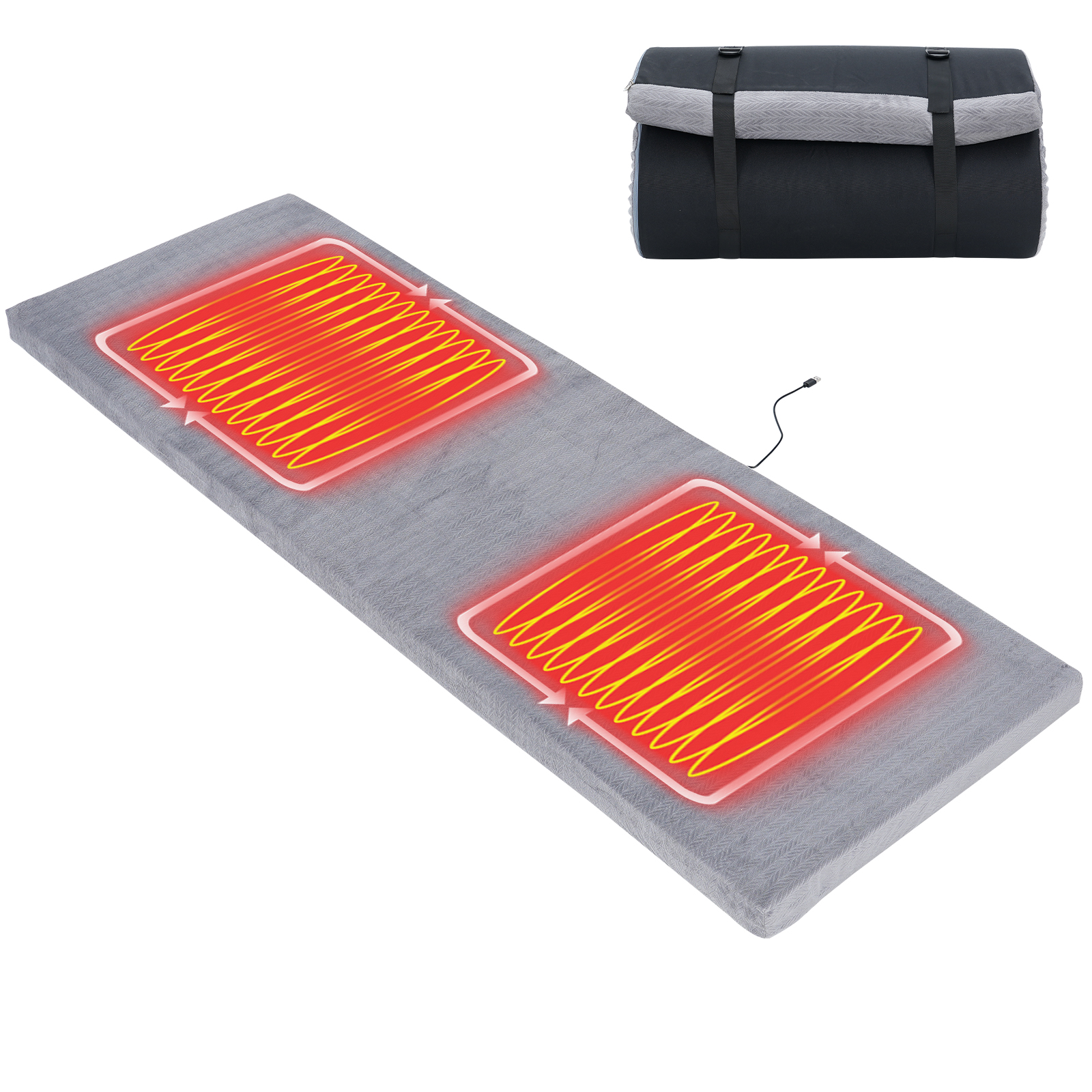 Slsy Heated Memory Foam Camping Mattress Sleeping Pad, 3 Inch Portable