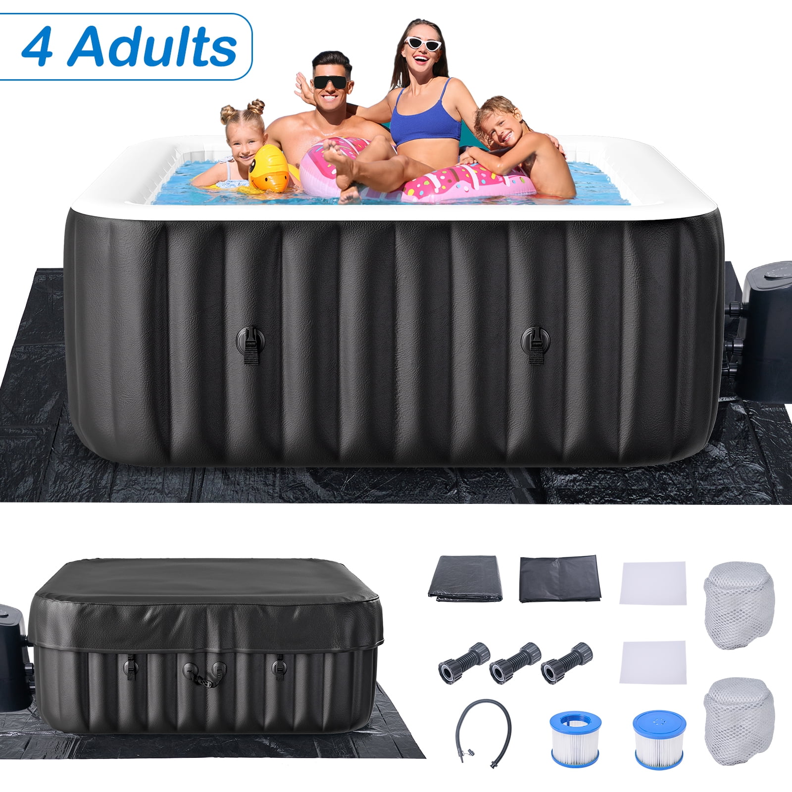Blow Up Hot Tub Black Friday Sale Slsy Hot Tub - 57"L x 57"W x 25"H Inflatable Hot Tub, 2-4 Person