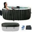 thumbnail image 1 of Slsy 1-2 Person Inflatable Hot Tub, Oval Blow Up Portable Hot Tub, Leak-Proof PVC Outdoor Spa with 100 Strong Air Jets, Heater Pump and Insulated Cover, 75'' X 47''X 25'', 1 of 9