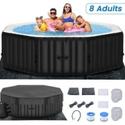 Slsy Hot Tub - 75"L X 75"W X 25"H Inflatable Hot Tub, 4-6 Person Portable Blow Up Hot Tub Square Portable Outdoor Spa with 130 Bubble Jets, Built in Heater Pump, 2 Filter