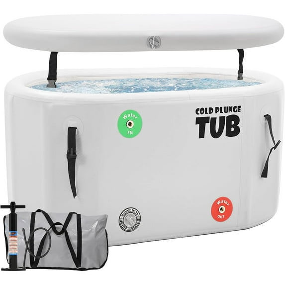 Slsy Inflatable Ice Bath Tub - 185 Gallons Durable Cold Plunge Tub for Ice Baths at Home, Portable and Easy Setup for Effective Cryotherapy, 51.2in*34.6in*25.6in
