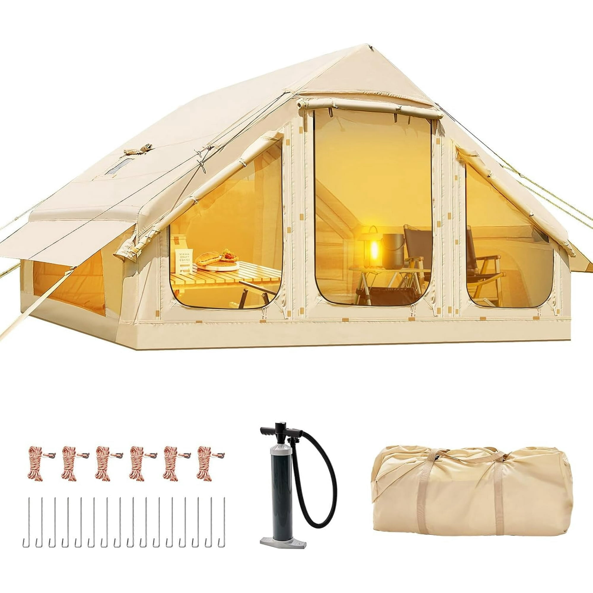 Slsy Inflatable SUV Tent for Camping 6-8 People, 9.8 x8.2ft SUV Tent Attachment for Camping with Large Awning, PU 3000mm Waterproof Oxford Portable Tailgate Blow Up Tent for SUV Car Jeep