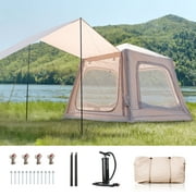 Slsy Inflatable Tents for Camping, Blow Up Tent with Hand Pump, Easy Setup Inflatable Hot Tent with Stove Jack, Waterproof Oxford Air Glamping Tents for Camping Adult 4-6 Person
