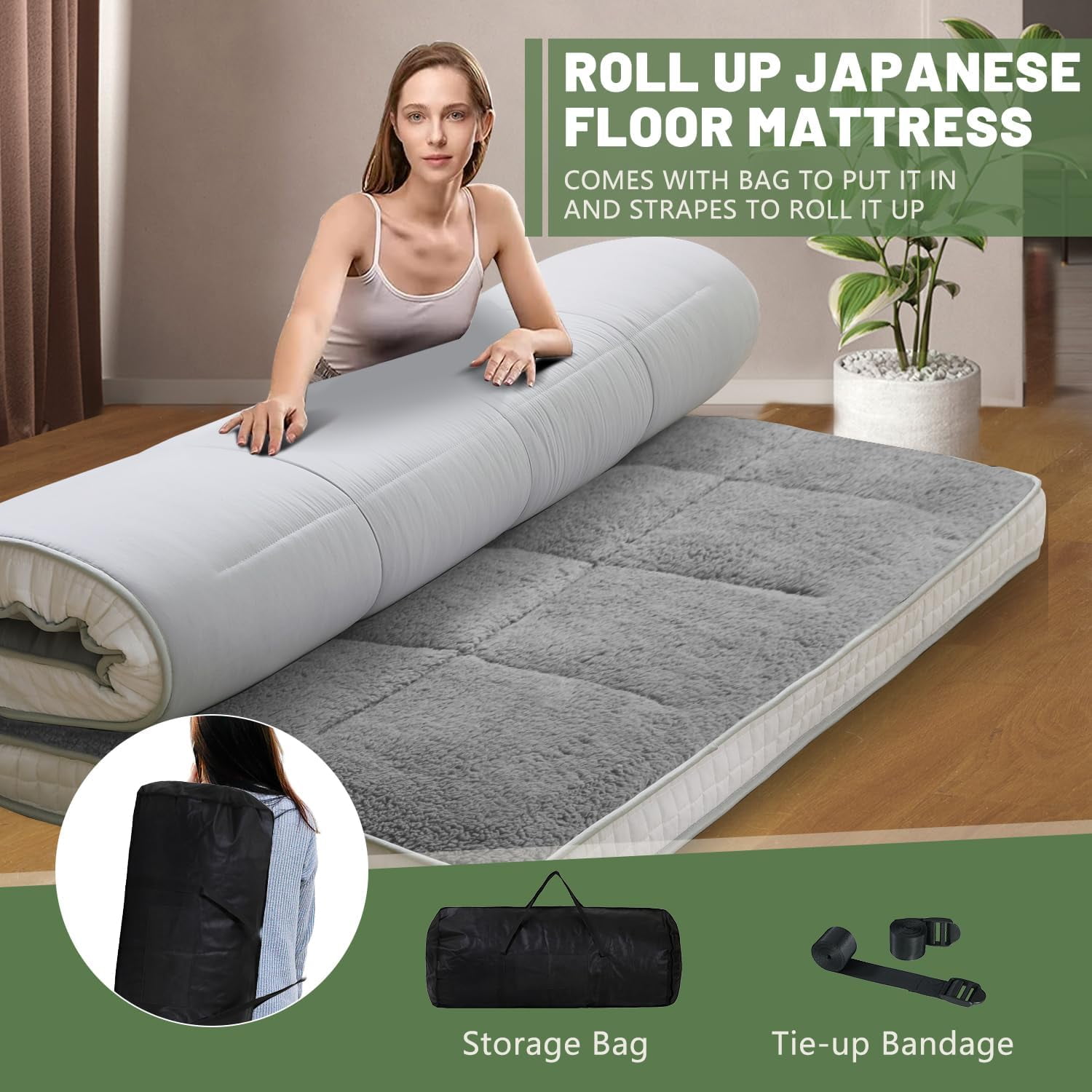 Thickened Futon Floor Mattress Foldable Camping Portable Roll-up Mattress Sleeping Mat 12 main image 0
