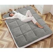 Slsy Sherpa Japanese Floor Mattress, Twin/Full/Queen Size Futon Mattress, 4 Thicken 2 Sided Tatami Mat, Foldable Tatami Mat Portable Dormitory Sleeping Pad, Roll Up Floor Lounger Bed for Adult Child