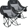 thumbnail image 1 of Slsy 2 Packs Oversized Rocking Camping Chair, Fully Padded Patio Chair with Cooler Bag&Cup Holder, High Back Portable Lawn Recliner with Headrest, Portable Camp Rocker Chairs with Carry Bag, Up To 40, 1 of 9