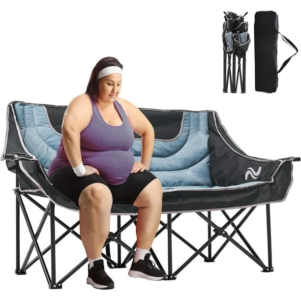 Slsy Oversized Camping Chair XXXL Two Person Folding Loveseat Double Camping Chair Heavy Duty Folding Chairs Moon Chair Lawn Chairs for Outdoor