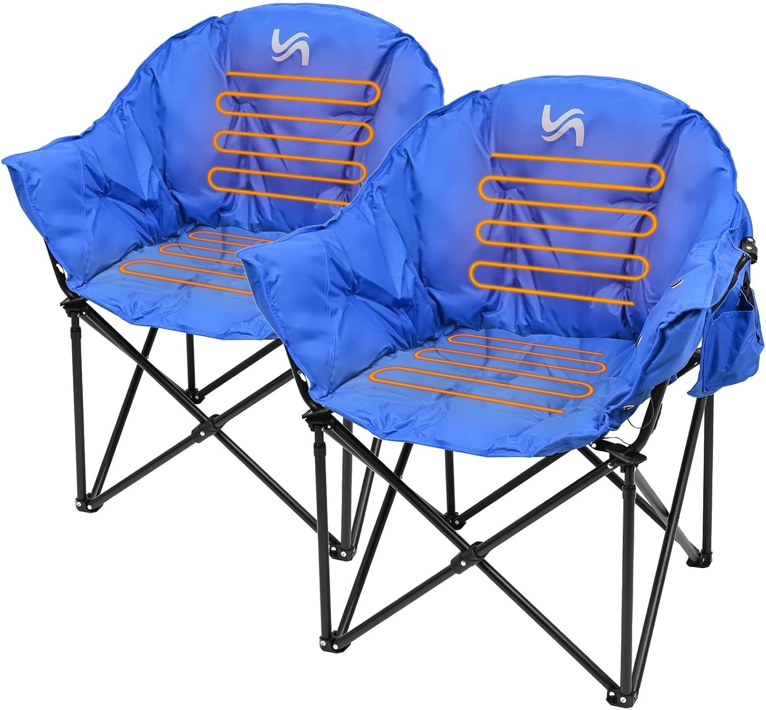 Oversized Heated Camping Chair - 3 Heat Levels For Back & Seat, 500lb Capacity