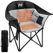 Slsy Oversized Heated Camping Chair with Padded Armrests, Portable Heated Folding Chair, Heavy-Duty 500 lbs Support for Camping, Tailgating, Patio & Outdoor Events