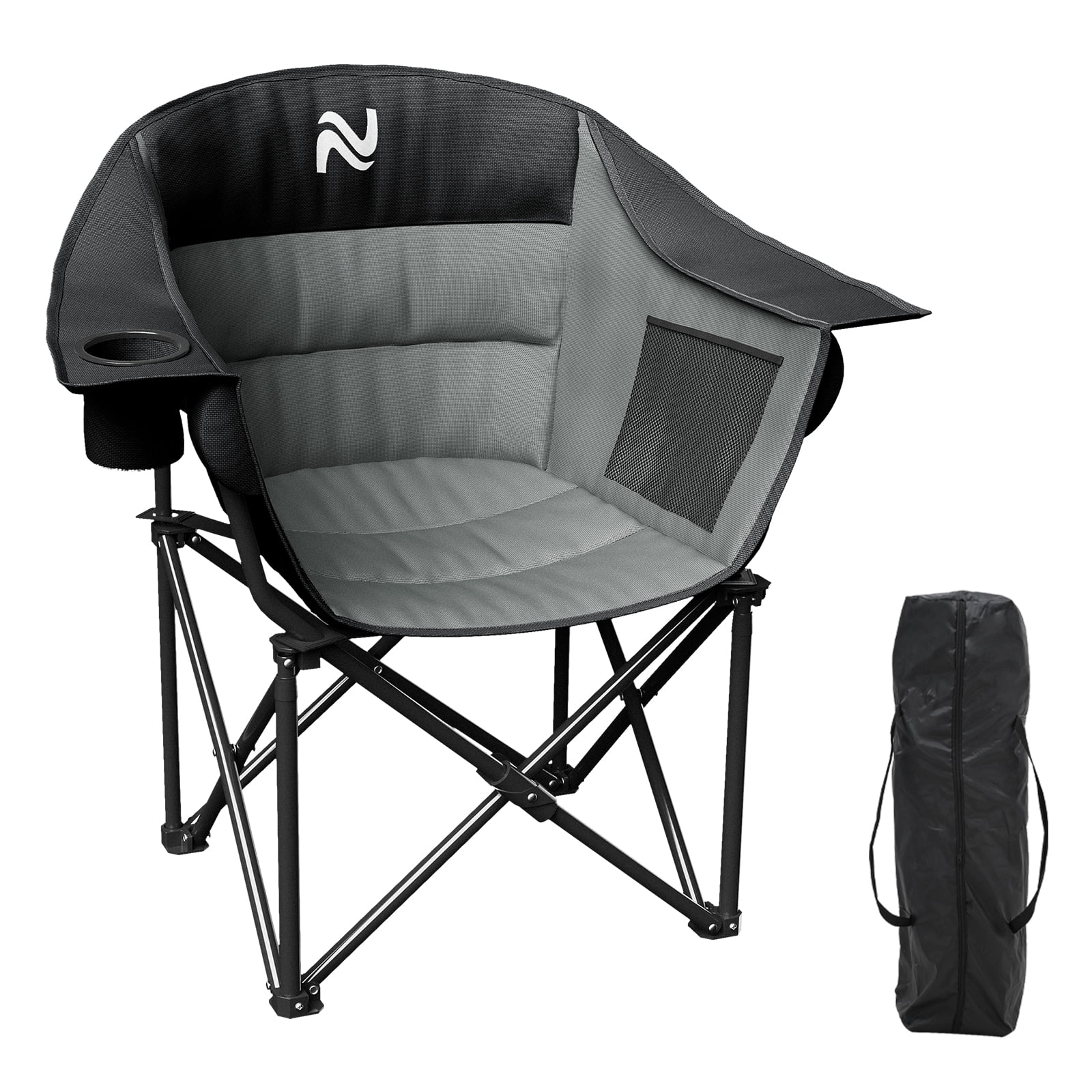 Slsy Oversized Padded Camping Chair with Armrests, Folding Camp Chairs