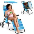 thumbnail image 1 of Slsy Beach Cart Chairs with Wheels, 2 in 1 Folding Beach Chair Camping Chairs with Canopy Sun Shade, Tanning Chairs Wagon Cart Combo for Sunbathing, Pool, Backyard, 1 of 7