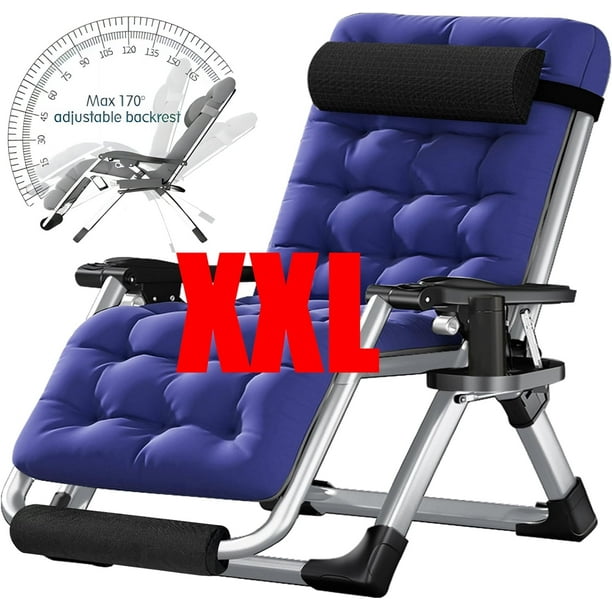 Slsy Oversized XXL Zero Gravity Chair Lawn Recliner Reclining Patio Lounger Chair Folding Portable Chaise with Detachable Soft Cushion Cup Holder Headrest Walmart Business Supplies