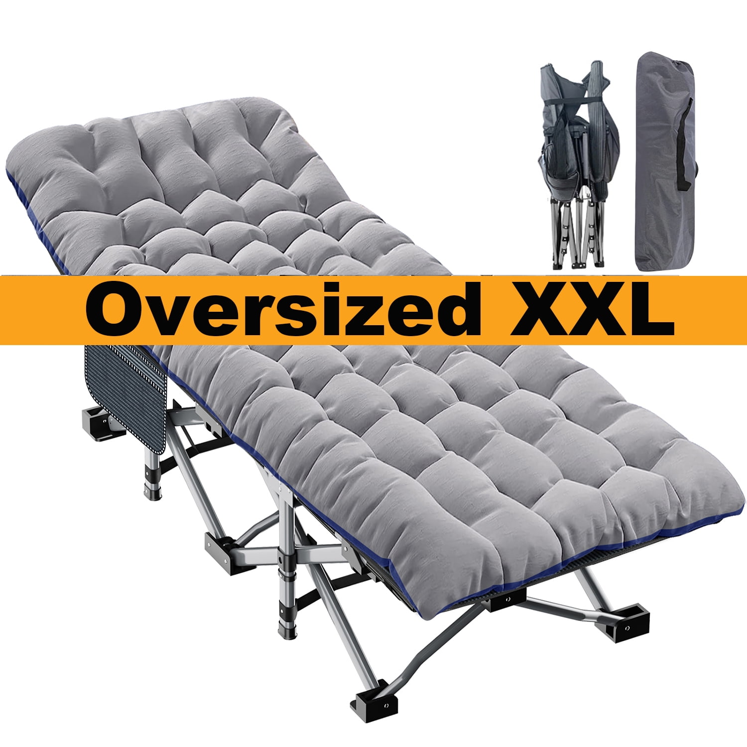 Slsy Oversized XXL Folding Bed Cot with 3.3 Inch 2 Sided Mattress, 78"* 32" Folding Camping Cots