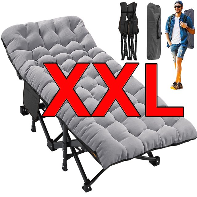 Slsy Oversized XXL Folding Camping Cot with 2Sided Cushion & Carry Bag