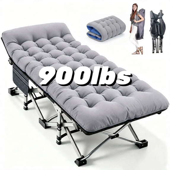 Slsy Camping Cot with 2-Sided Mattress,Portable Folding Cots for Adults,XXL Folding Cot Bed for Sleeping,Tent Cot,Supports 900 lbs