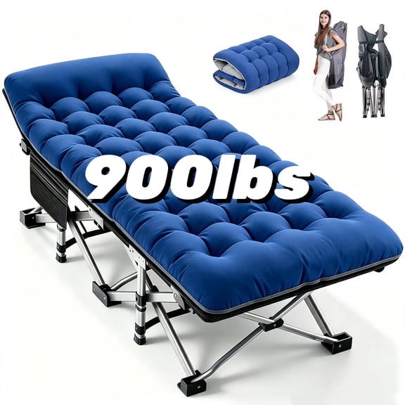 Slsy Oversized XXL Folding Camping Cot with 2-Sided Mattress, Portable Folding Cots for Adults, XXL Folding Cot Bed for Sleeping,Tent Cot, Supports 900 lbs