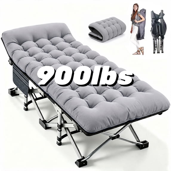 Slsy Oversized Camping Cot with 2-Sided Mattress,Portable Folding Cots for Adults, XXL Folding Bed for Sleeping,Tent Cot,Supports 900 lbs