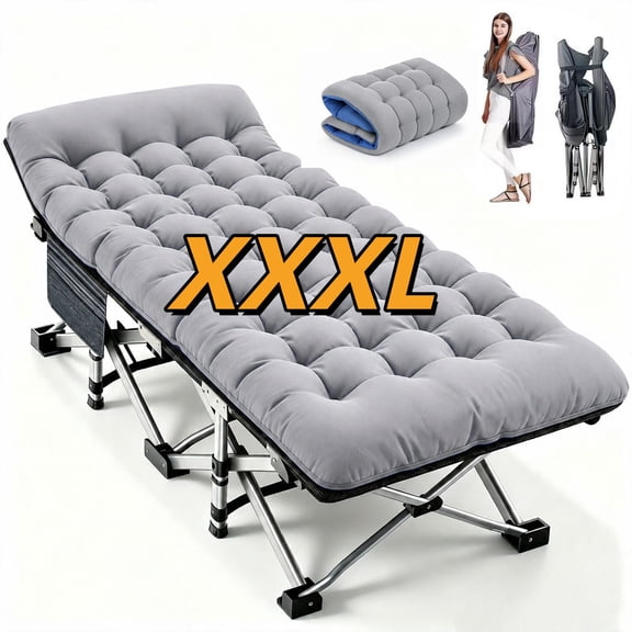 Slsy XXXL Folding Camping Cot for Adults, Durable Outdoor Sleeping Cot with Mattress and Portable Carry Bag For Camping,Travel
