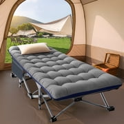 Slsy Oversized XXL Folding Camping Cot, Portable Folding Cots Folding Bed for Adults, Heavy Duty Outdoor Sleeping Cot Guest Bed with 2 Sided Mattress & Carry Bag