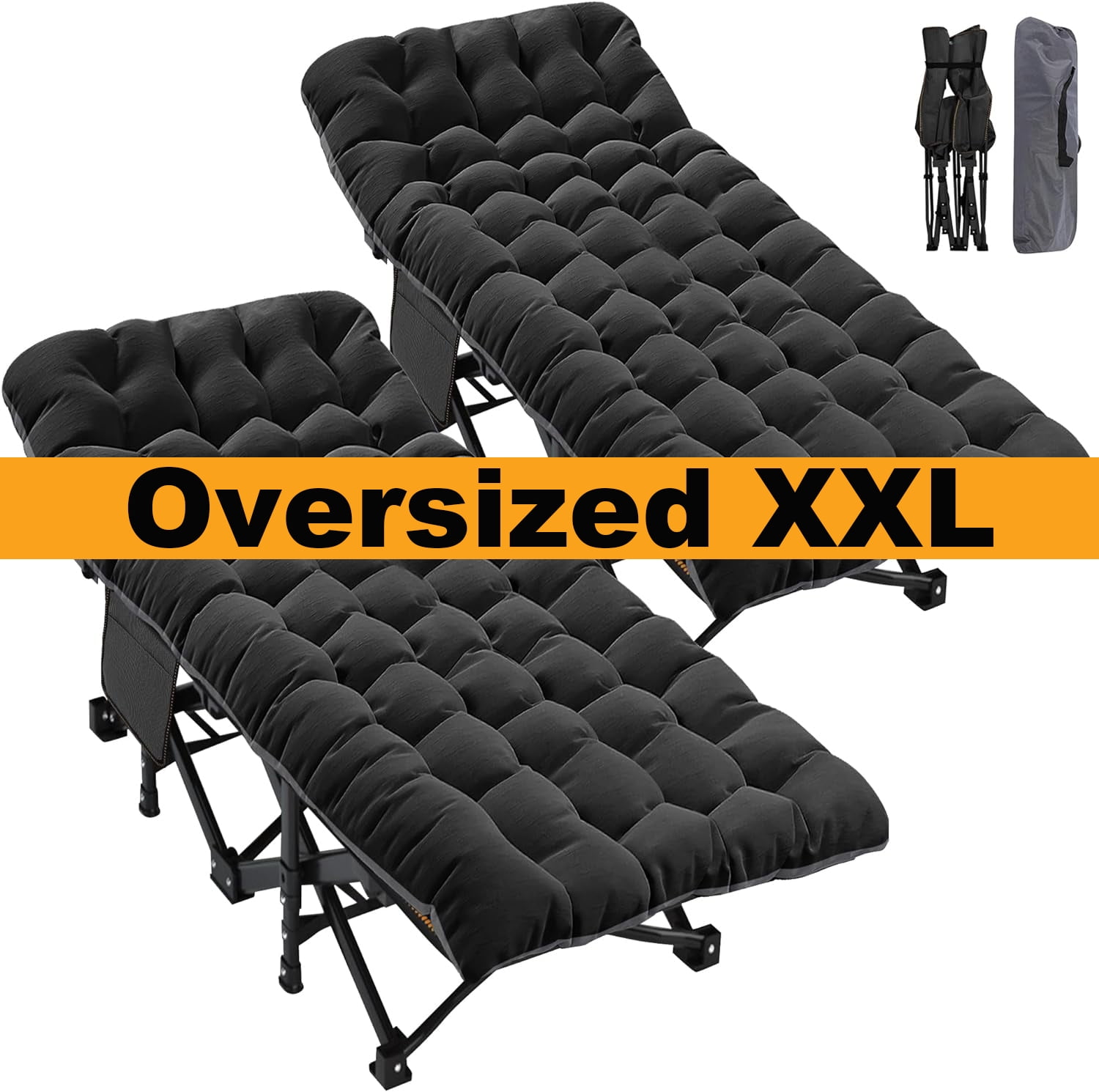 Slsy Oversized XXL Folding Camping Cots for Adults 900lbs, 2 Pack 32