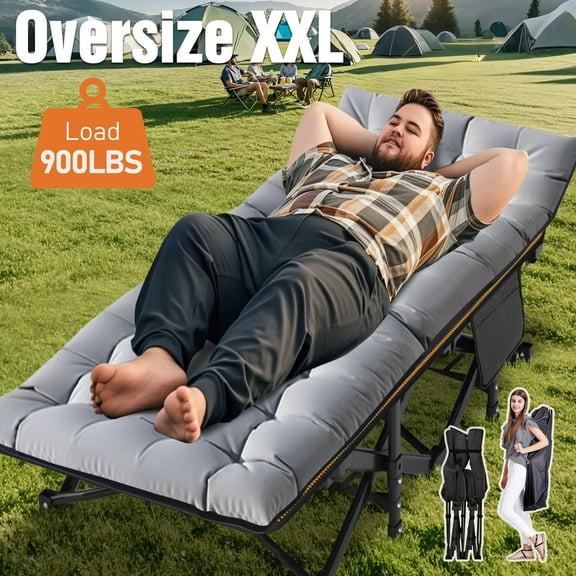 Slsy Oversized XXL Folding Camping Cots with 3.3 Inch 2 Sided Mattress, 78"* 32" Folding Bed Cot with Carry Bag, Folding Sleeping Cot Guest Bed